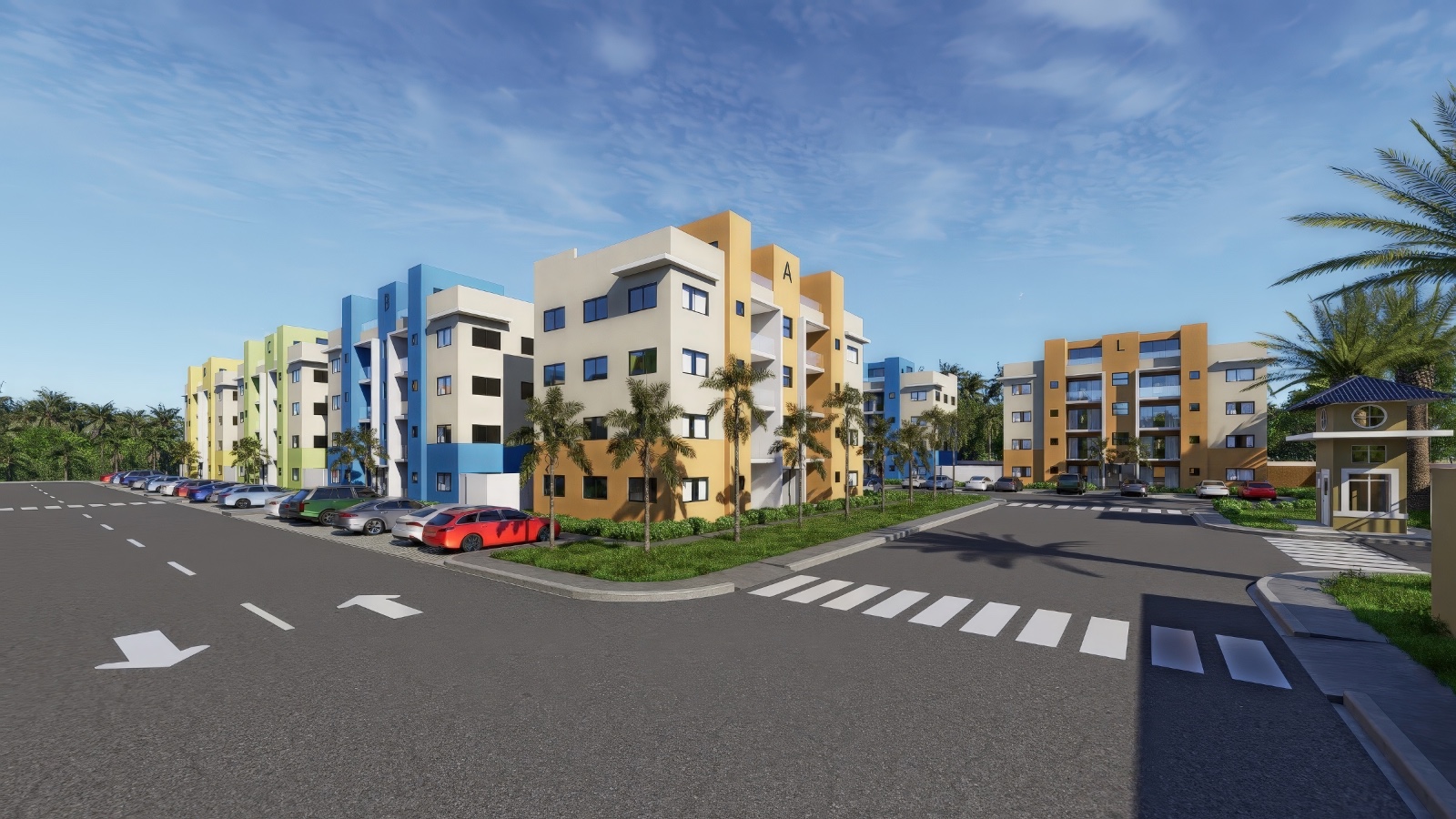 Vista de calle del residencial